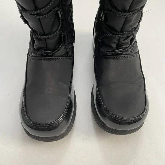 Totes Black Sherpa Lined Winter Boots Size 4 - Picture 3 of 10